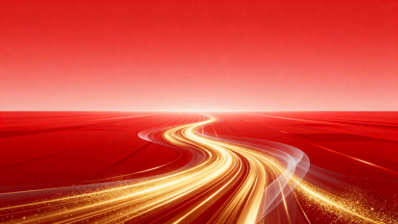 红色背景金色光带抽象背景图片