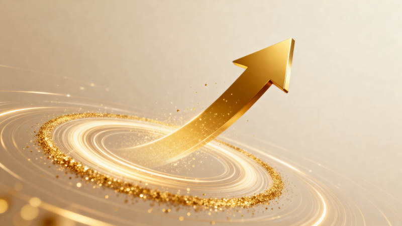 金色上升箭头寓意增长图片