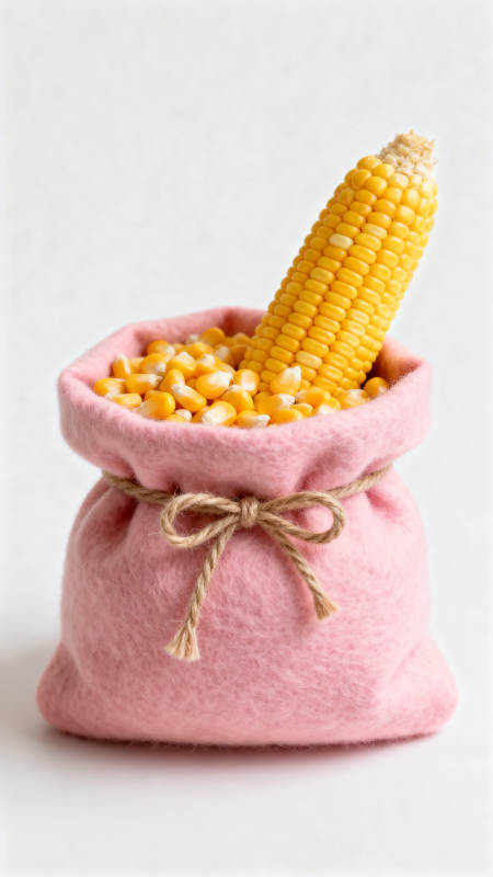 粉色布袋与玉米的组合图片