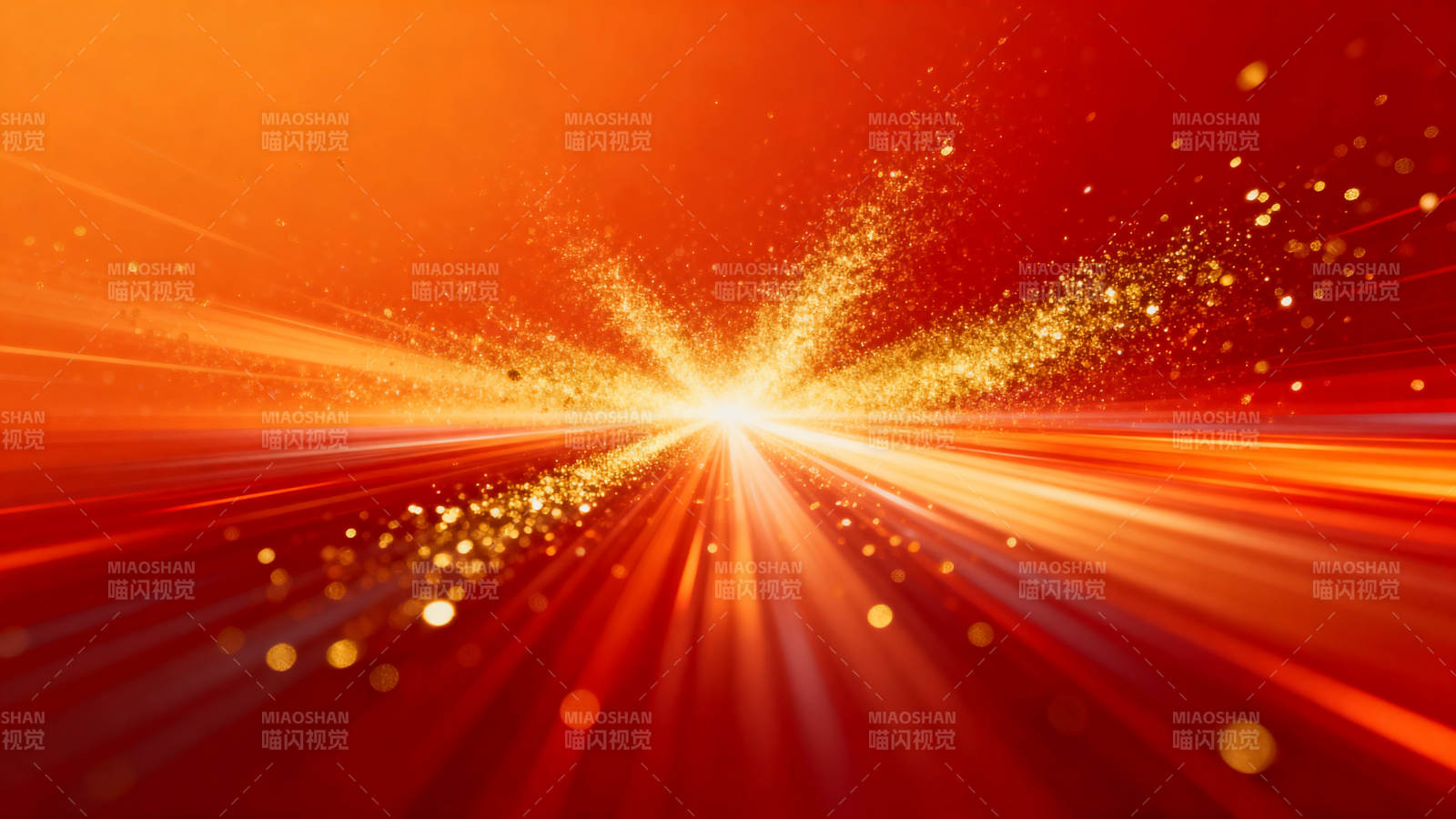 红色光束金色粒子爆发图片