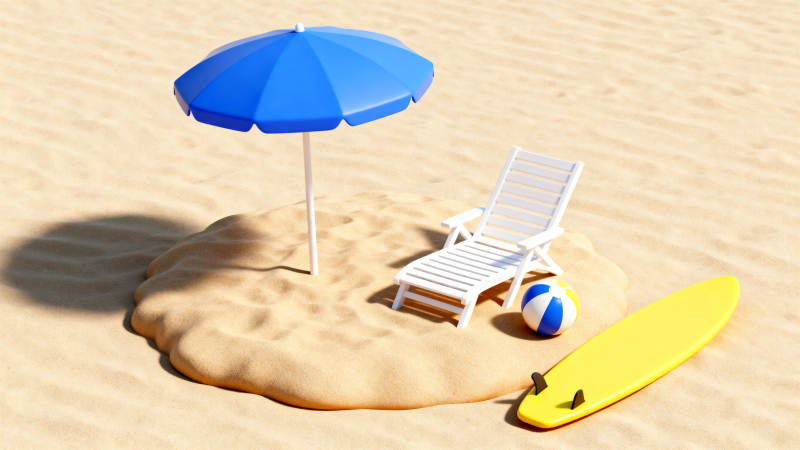 沙滩度假休闲场景图片