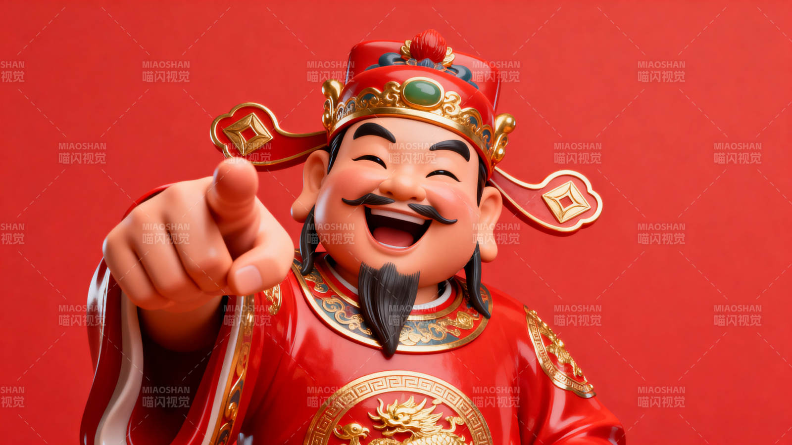 财神爷笑容满面送祝福图片