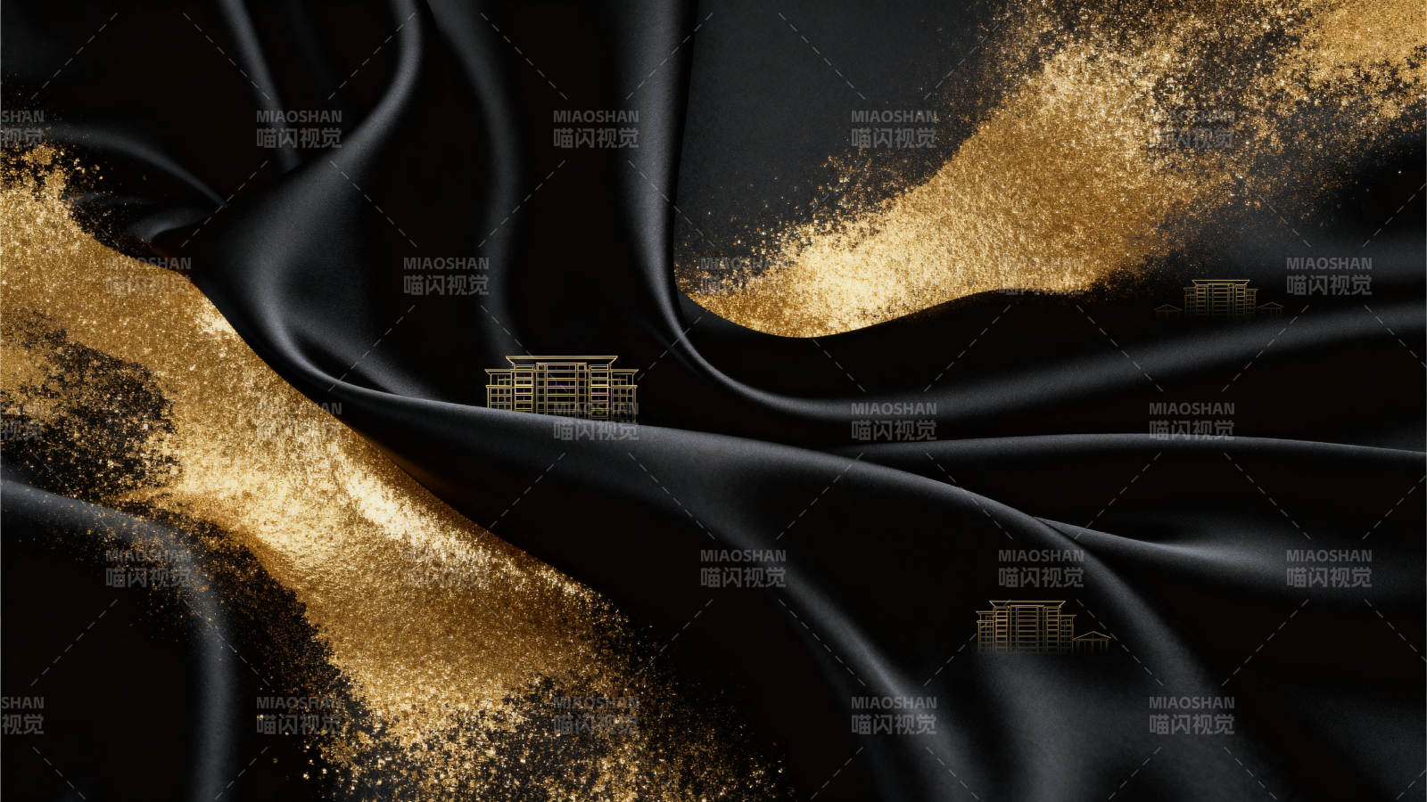 黑金质感建筑图案背景图片