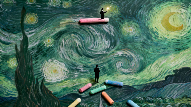 星空粉笔创意艺术图片