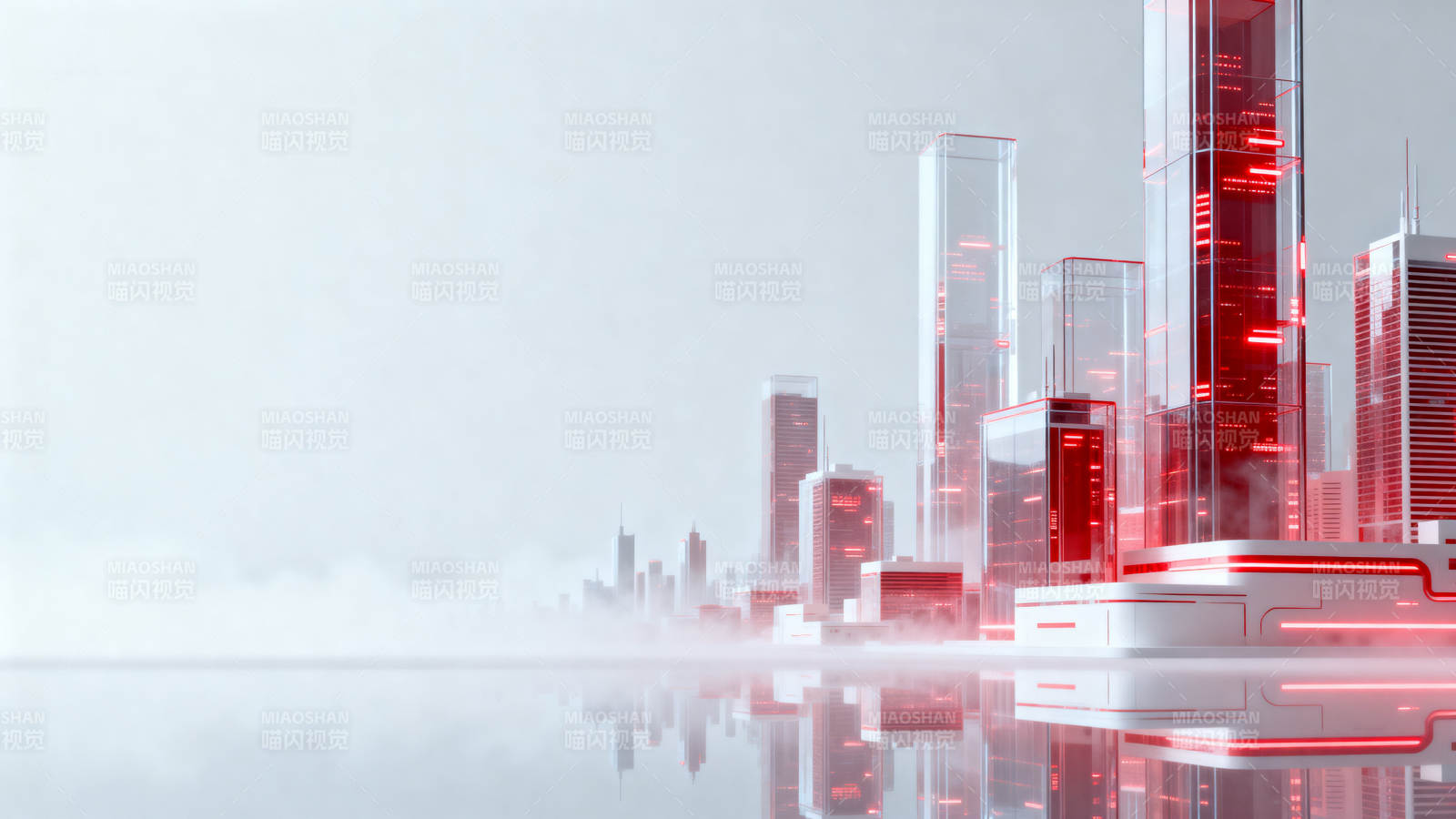 未来城市红色光影建筑图片