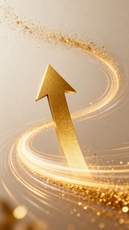 金色箭头上升光芒图片