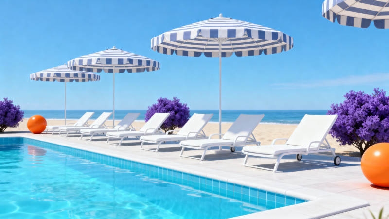 海边泳池休闲度假图片