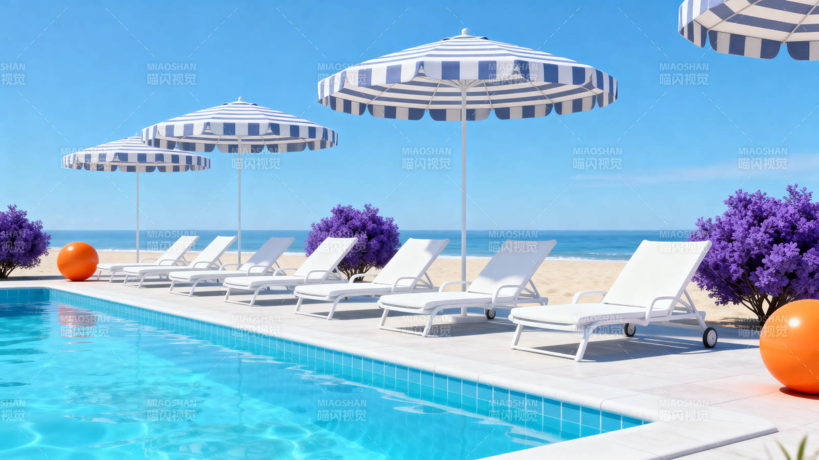 海边泳池休闲度假图片