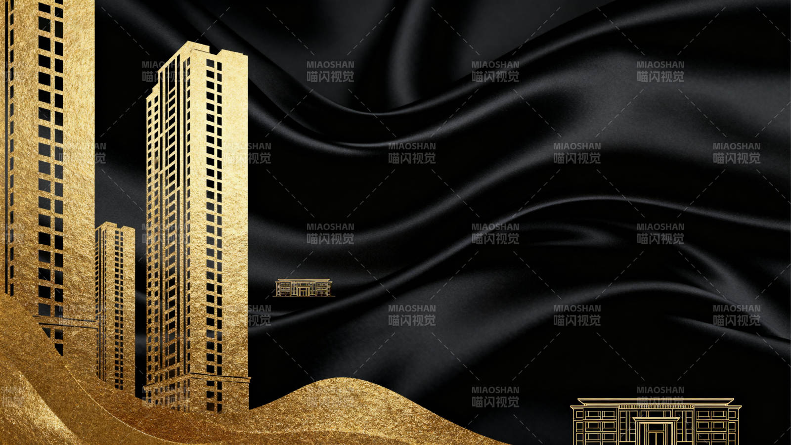 黑金风格建筑背景设计图片