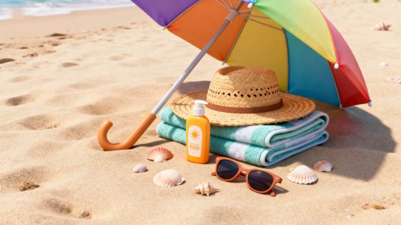 沙滩防晒夏日度假必备图片