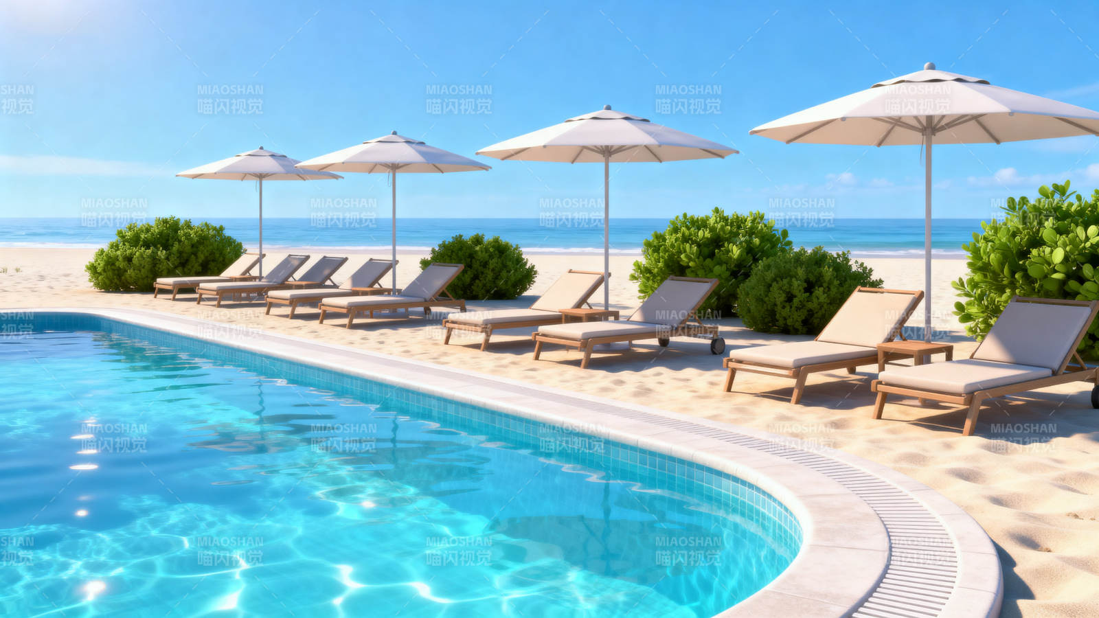 海边泳池休闲度假图片