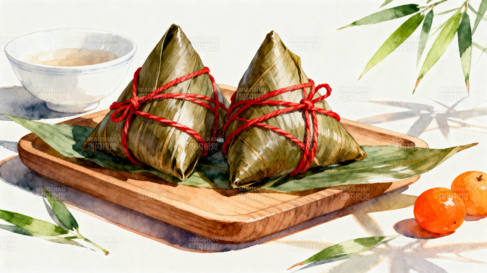 端午节粽子与茶的搭配图片
