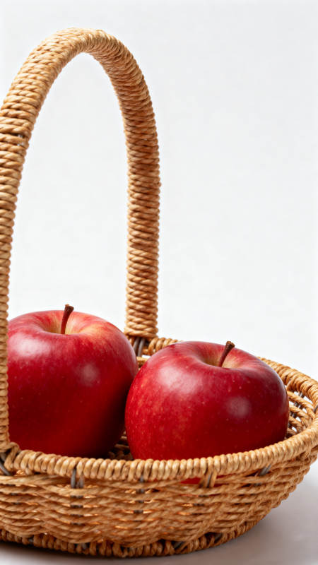 红苹果在藤编篮子里图片