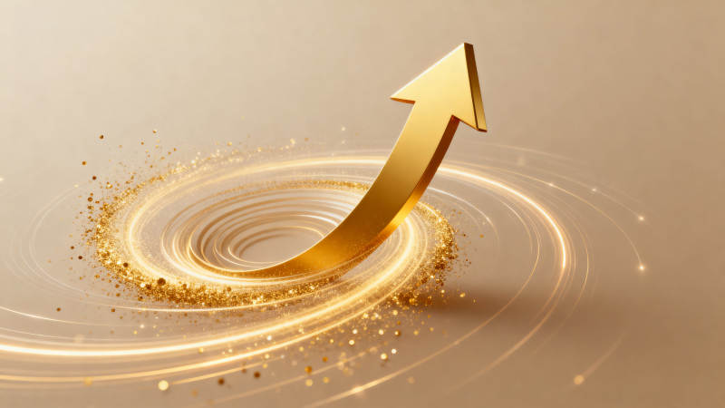 金色上升箭头寓意增长图片