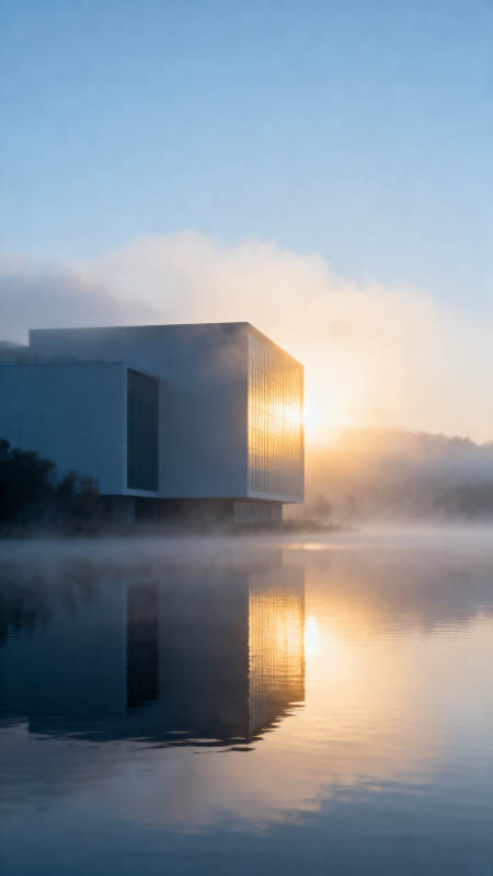 晨雾中的现代建筑图片