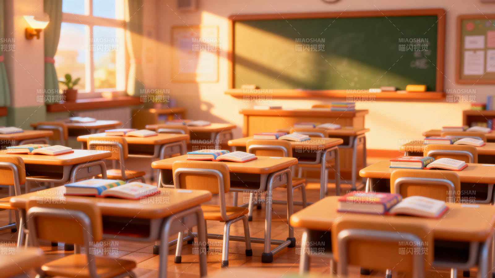 阳光洒满教室的温馨课堂图片