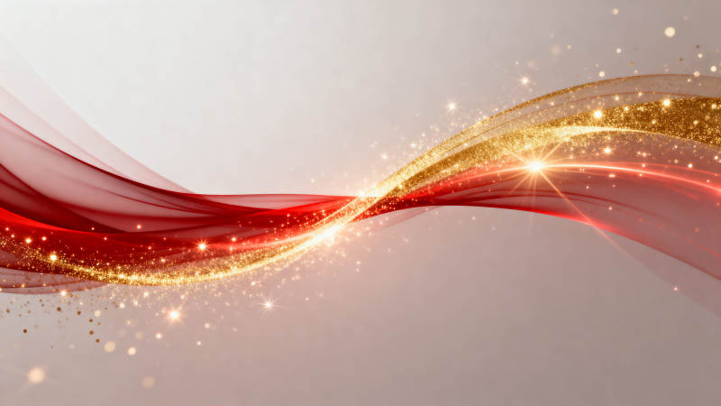 红色与金色光带抽象背景图片