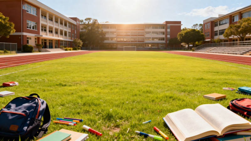 学校操场阳光下的学习时光图片