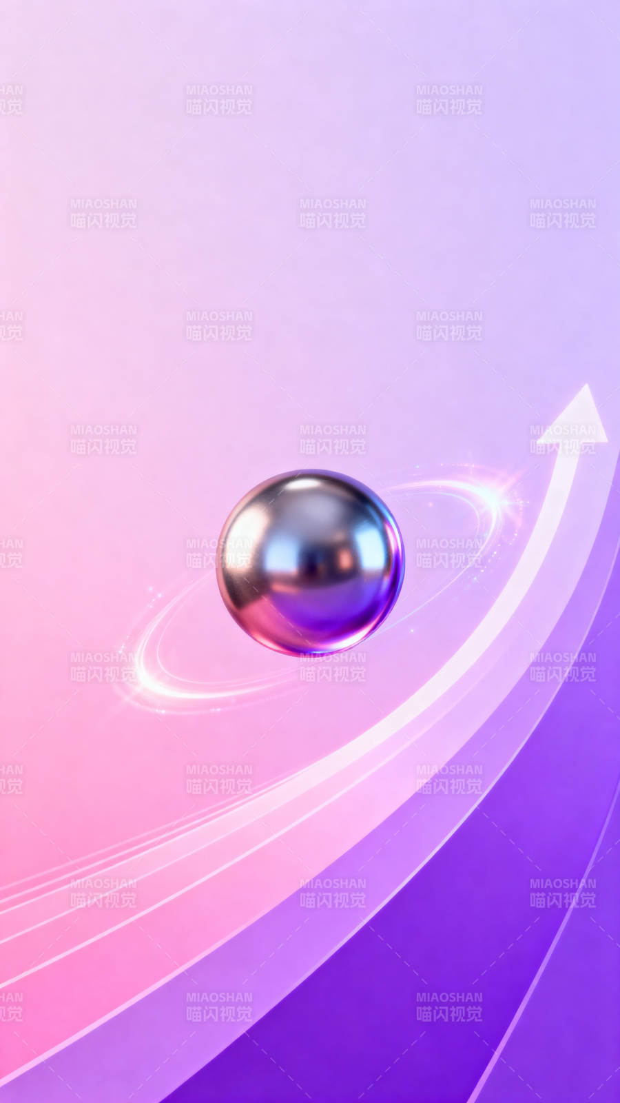 科技感金属球与上升箭头图片