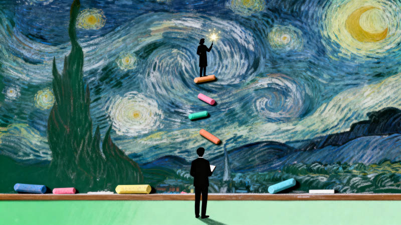 星空创作粉笔艺术图片