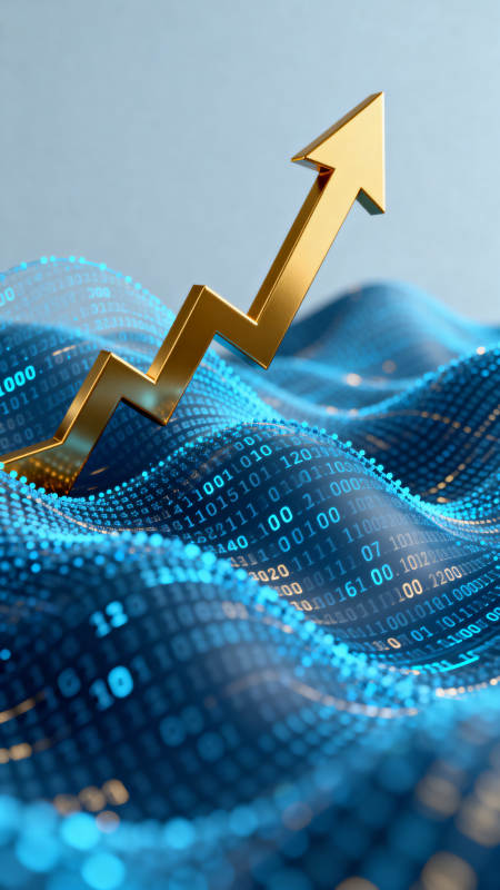 金色箭头数据波浪增长图片