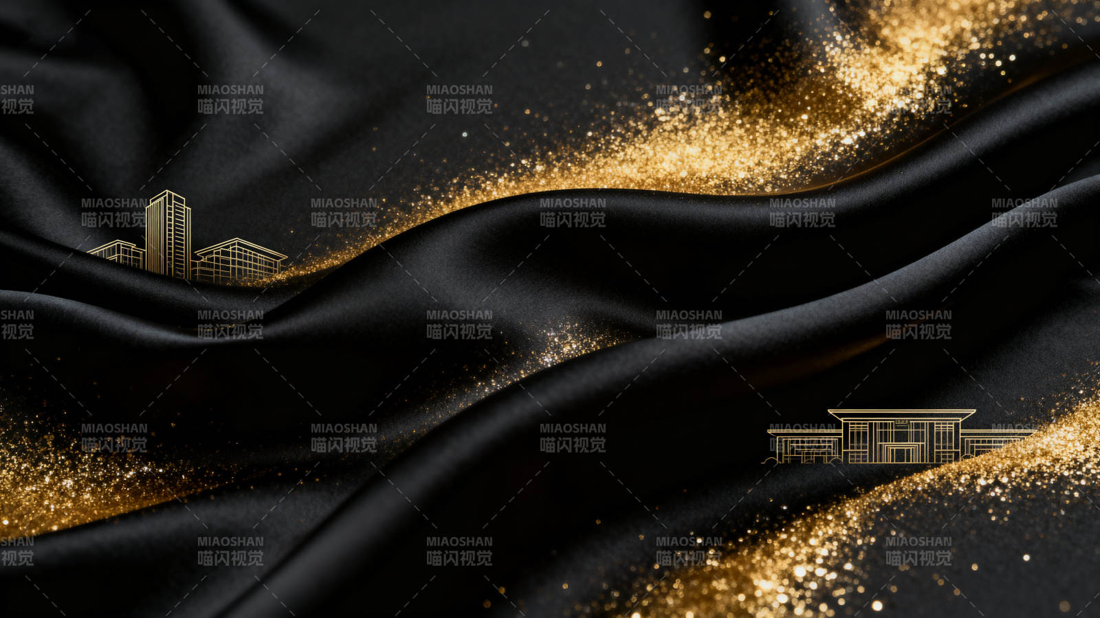 黑金质感建筑线条设计图片