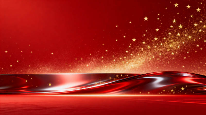 红色背景金色星星抽象图案图片