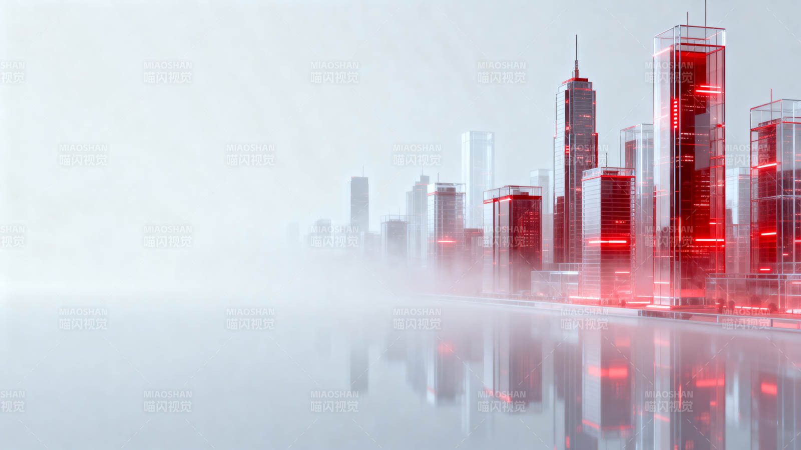 未来城市红色光影建筑图片