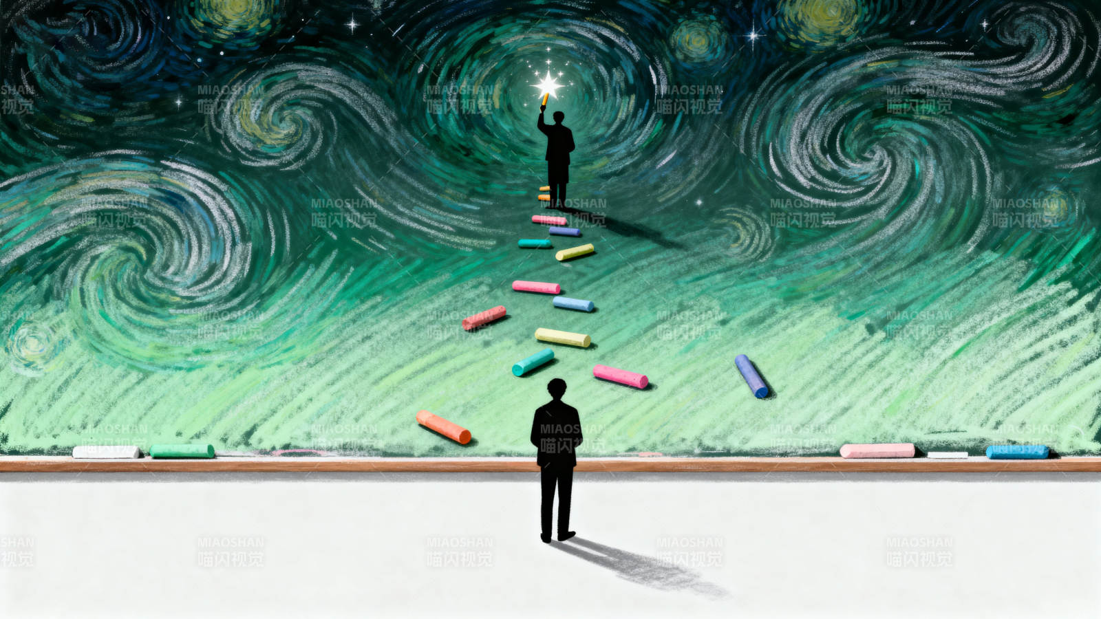 星空黑板粉笔创意图片