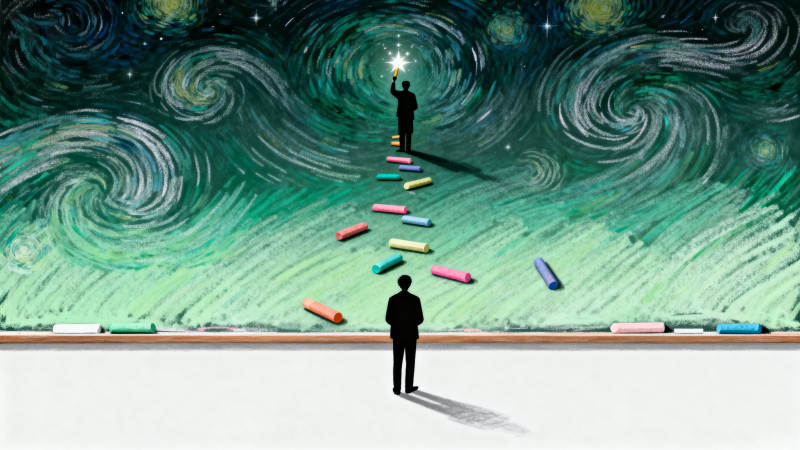 星空黑板粉笔创意图片