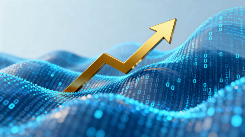 金色箭头数据波浪增长图片