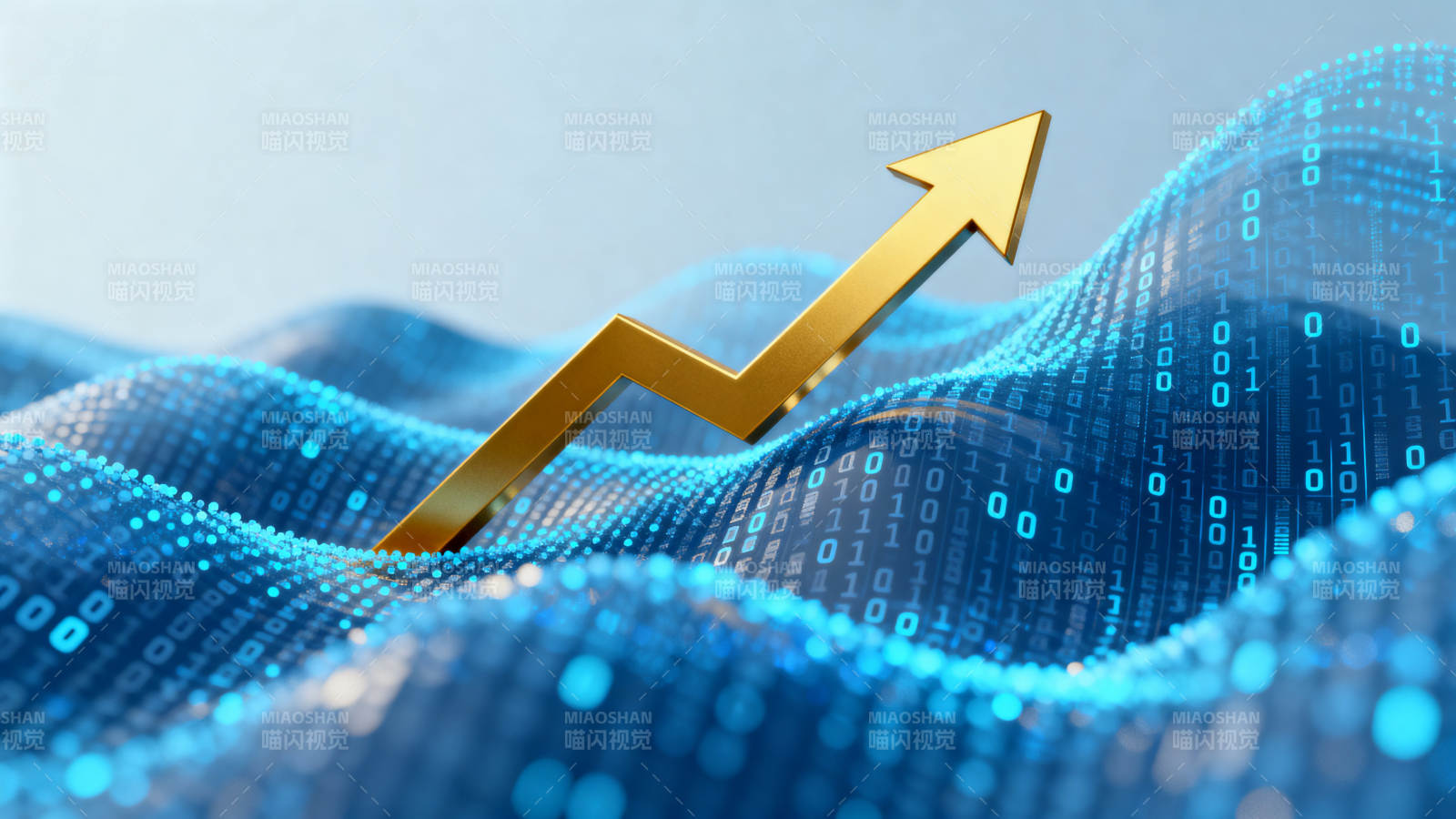 金色箭头数据波浪增长图片