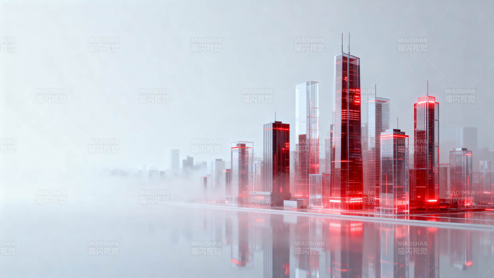 未来城市红色光影建筑图片