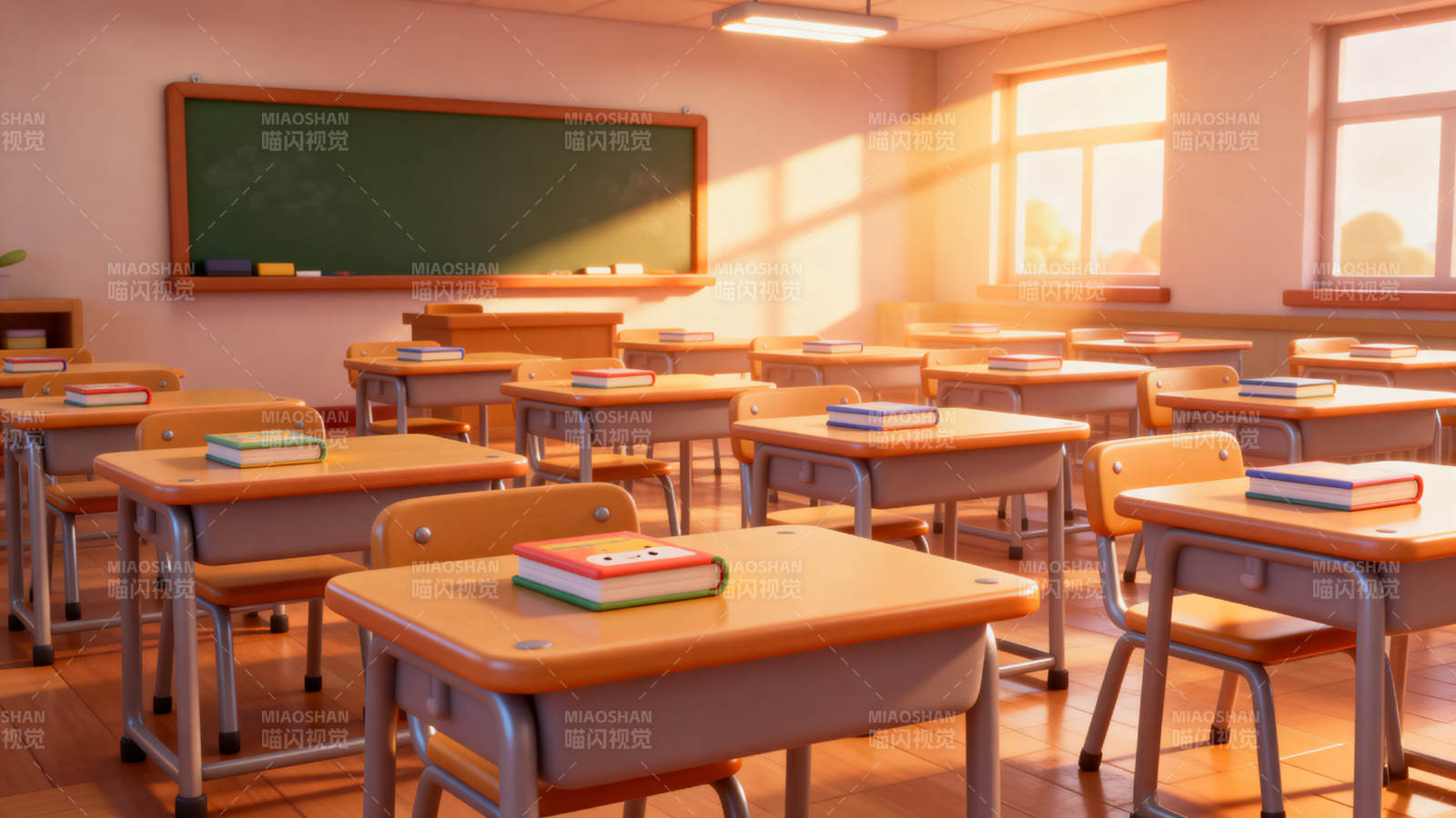 阳光洒满教室的温馨场景图片