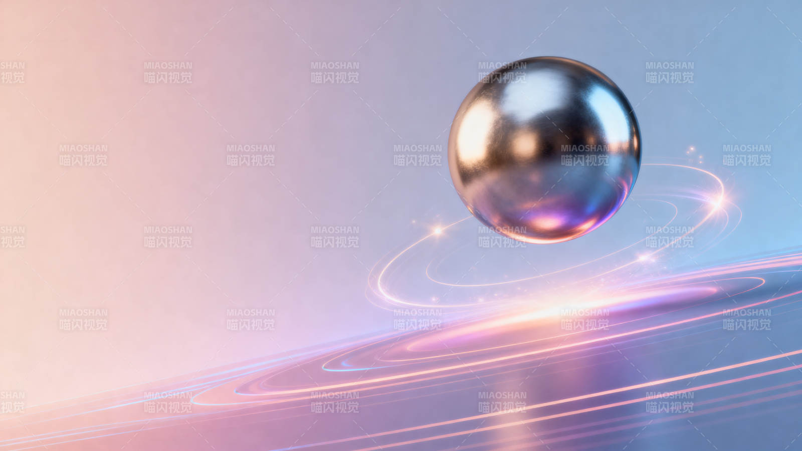 金属球悬浮科技感场景图片