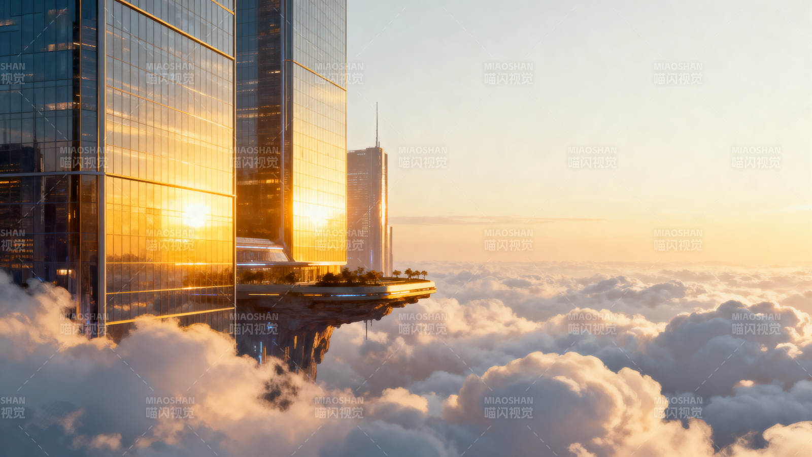 云海之上的摩天大楼图片