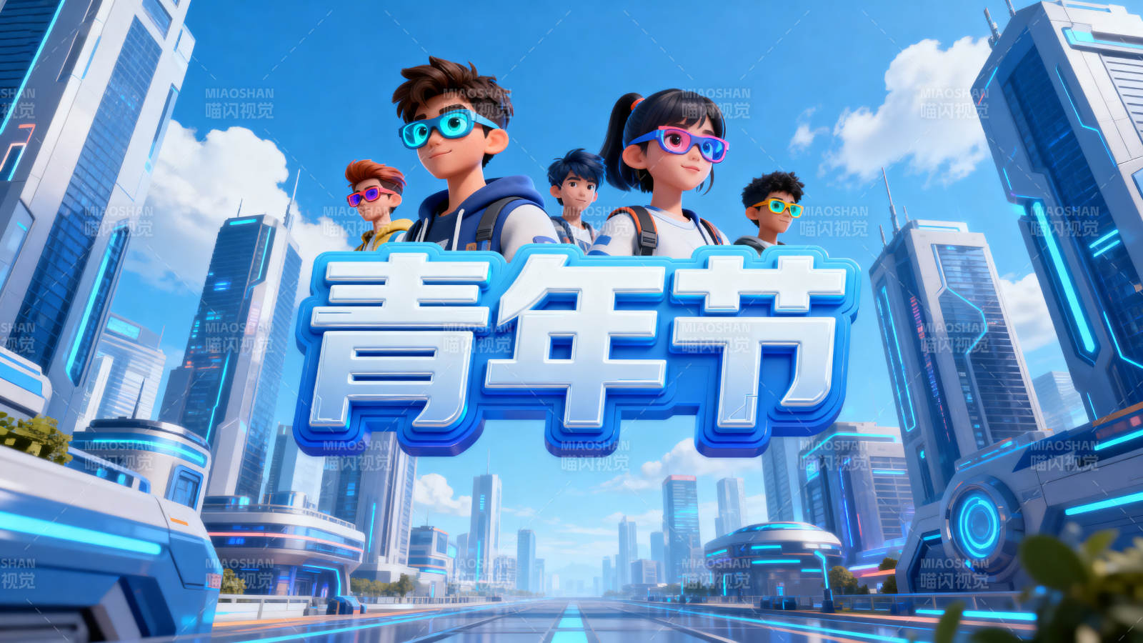 五四青年节科技背景图片