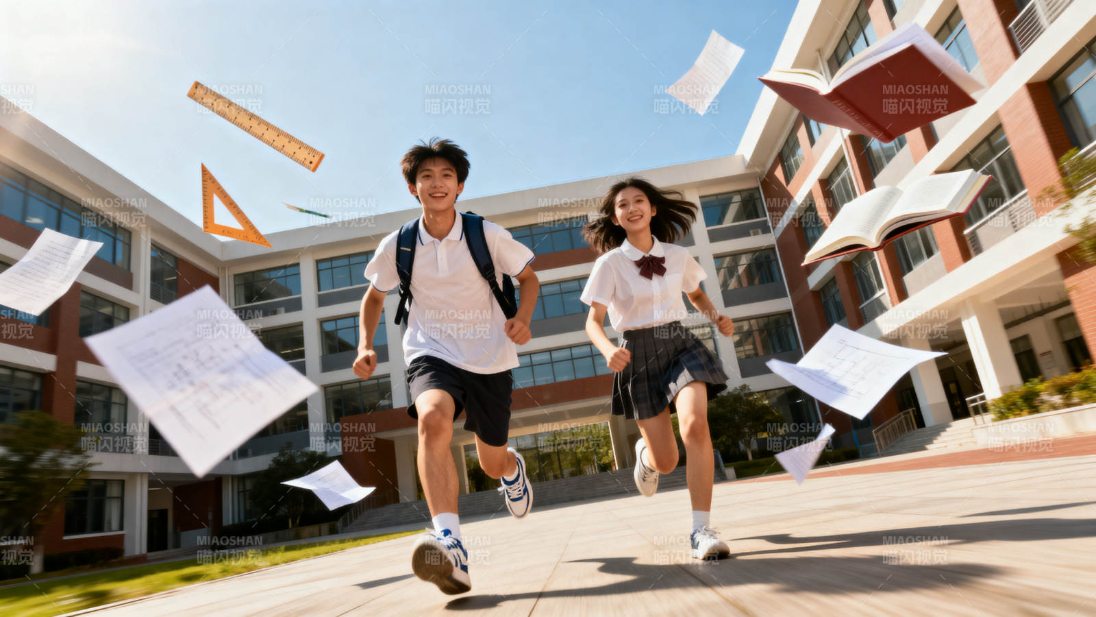 学生校园奔跑青春活力图片