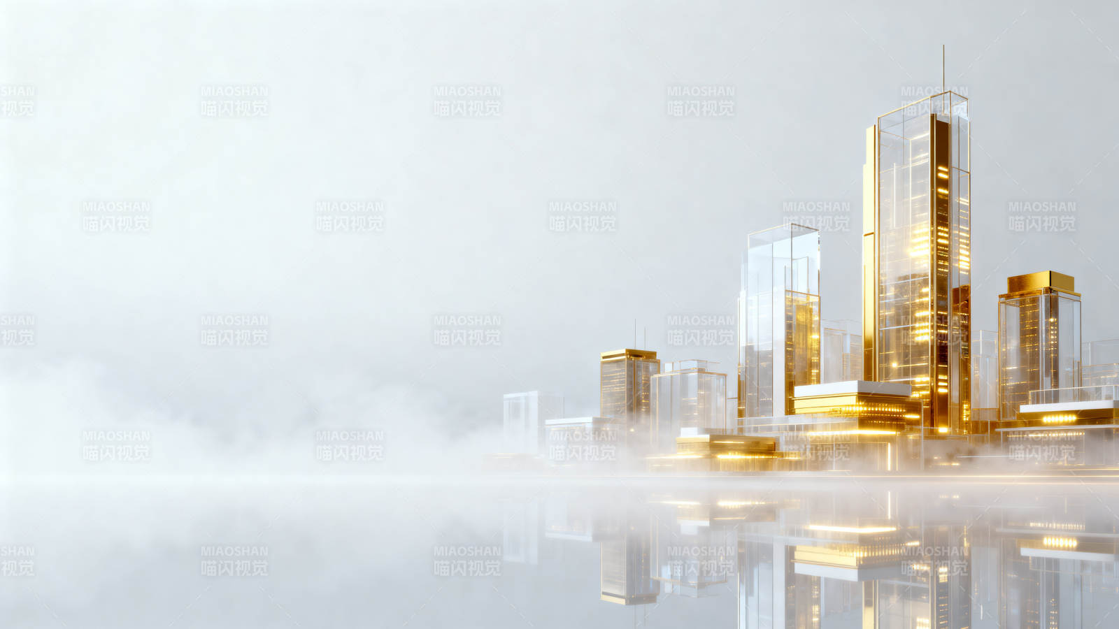 未来城市金色建筑图片