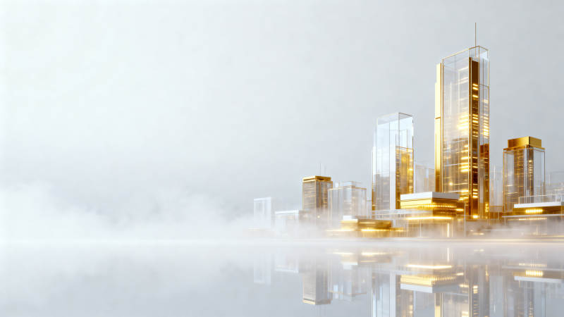 未来城市金色建筑图片