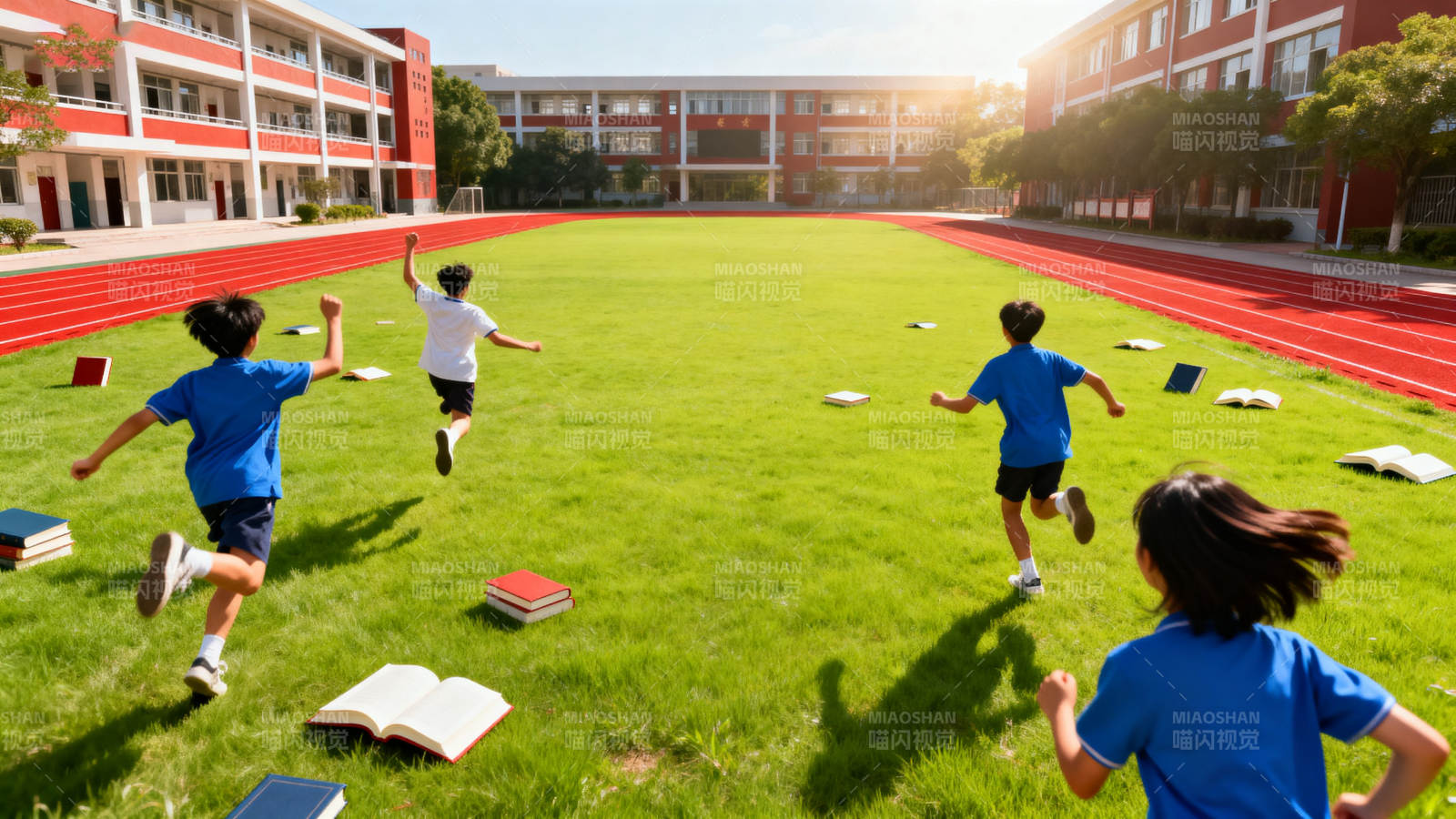 学生校园奔跑欢乐时光图片