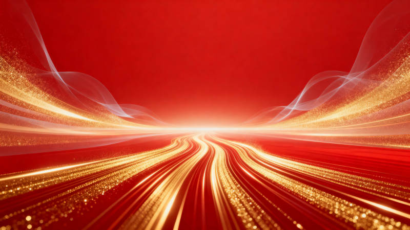 红色背景金色光束抽象背景图片