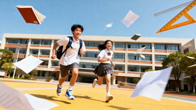 学生奔跑校园青春活力图片