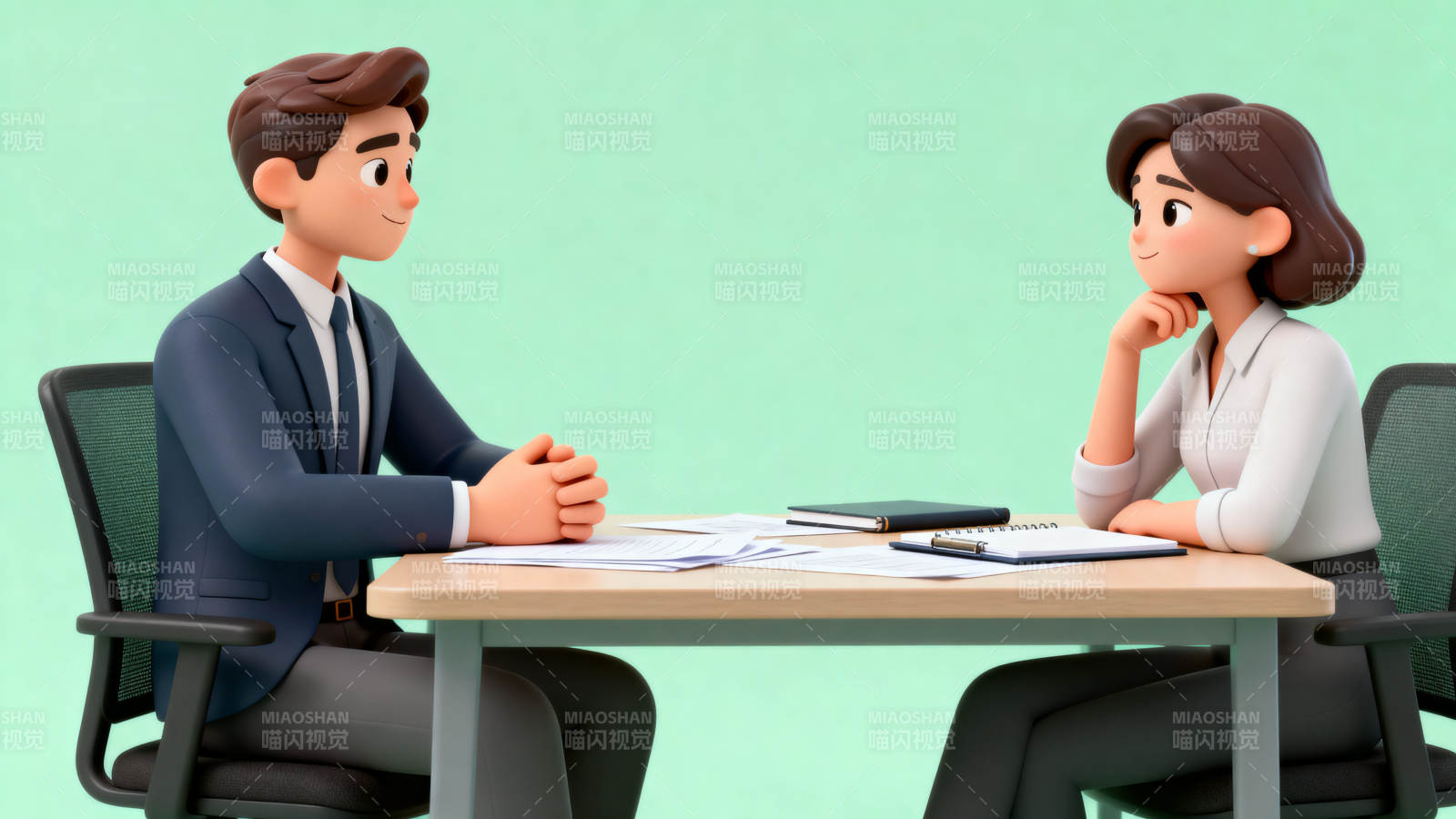 面试场景交流沟通图片