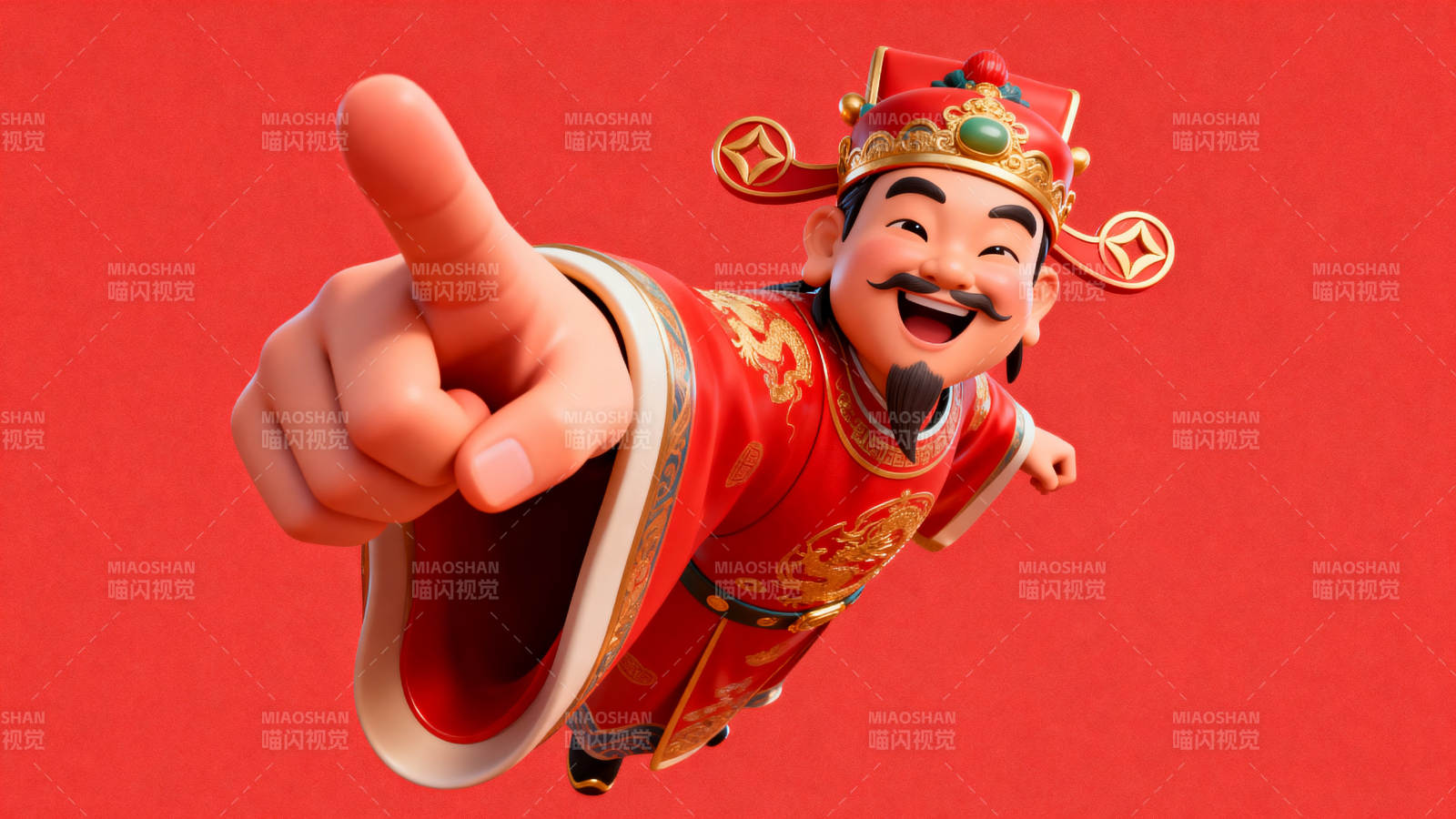 财神爷送福招财进宝图片