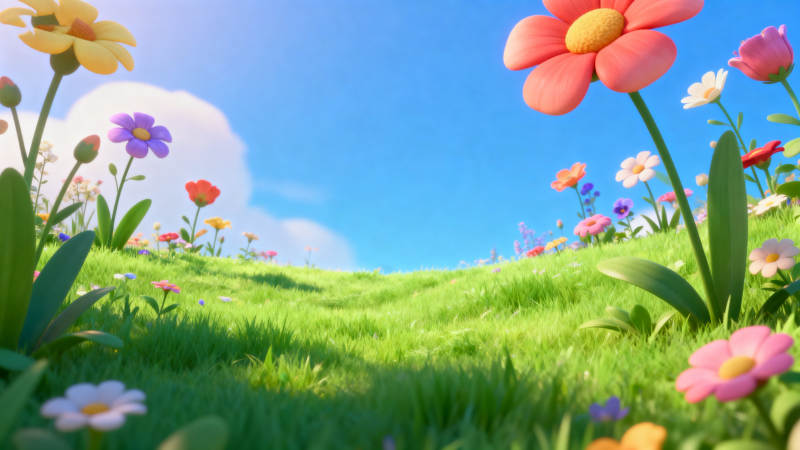 阳光花田草地美景图片