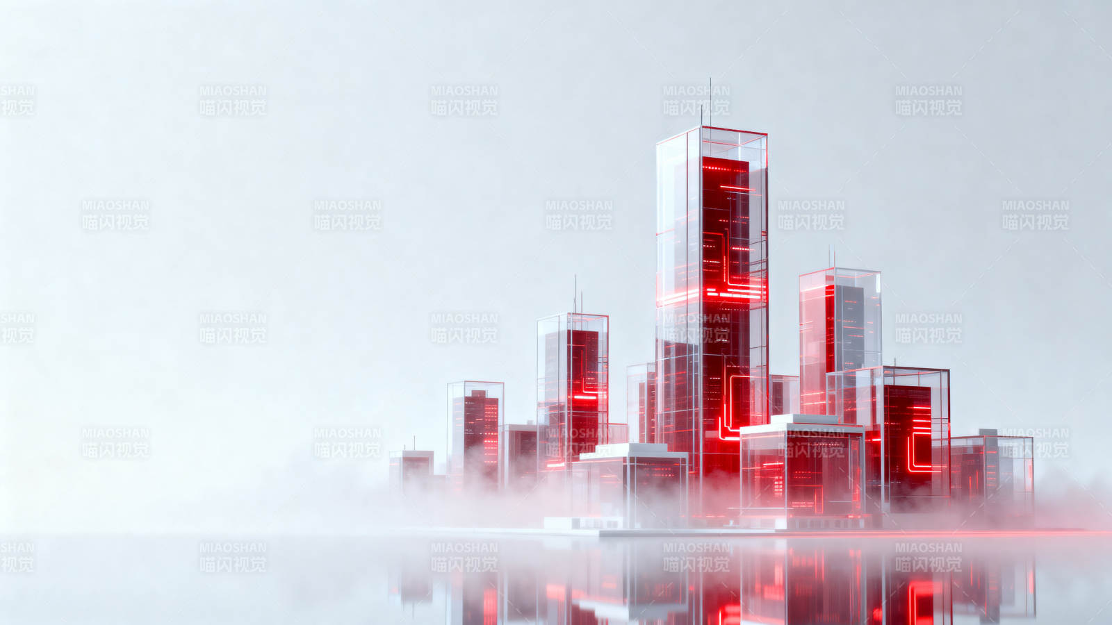 未来城市红色光影建筑图片