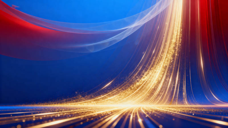 金色光束与红色丝带背景图片