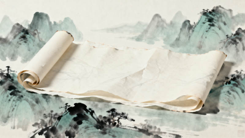 水墨山水与卷轴画图片