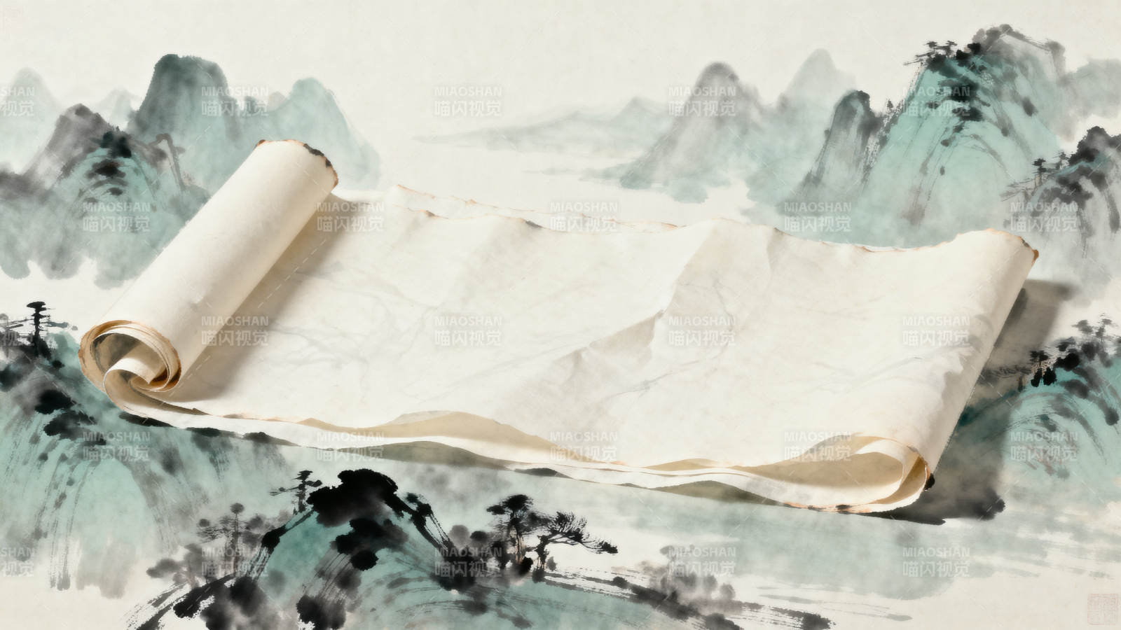 水墨山水与卷轴画图片